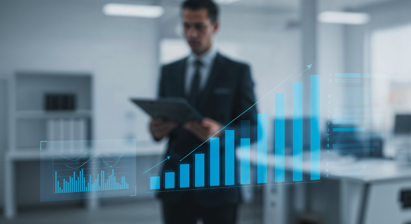 Analista de negócios revisando dados financeiros com gráficos